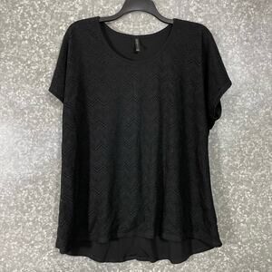 Massini Women's Plus Size Black Lace Front Button Back Top - Size 1X - Boho Goth